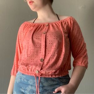 Pink Breathable Scrunched Crop Top | No Boundaries | Large (11-13)